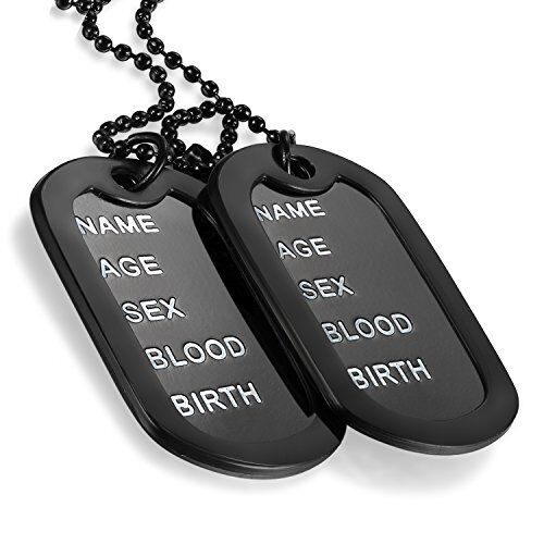 Flongo Collana Piastrine Militari Personalizzate,Collana Nome Esercito Double Dog Tag Targhetta,Incisione Testo Foto,Catena Regolabile,Regalo Unisex Donna Uomo