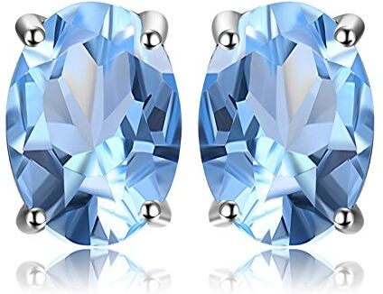 JewelryPalace Ovale 1.9ct Naturale Cielo Blu Azzurro Topazio Birthstone Stud Orecchini Solido 925 Sterling Argento