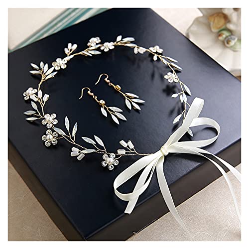 Generic Fascia da sposa opale semplice fata copricapo da donna orecchini da diadema da sposa accessori per capelli da sposa Tiara