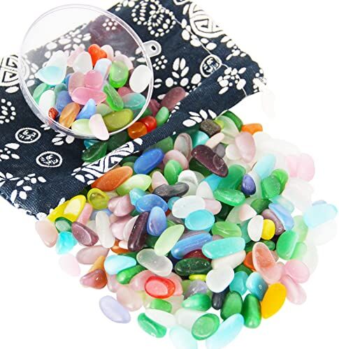 Orientrea Mini Pierres polies de Occhio di gatto Crystal, Occhio di gatto Naturel de 500 g, Petite Passée Chips écrasé Pierre Guérison Reiki Cristal Bijoux Décoration de la Maison