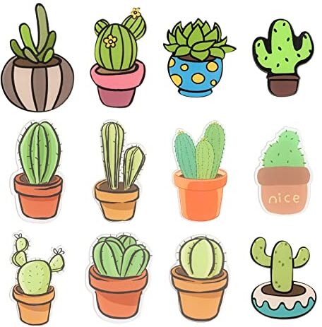 PH PandaHall PandaHall 12pcs Cactus Acrilico Pin Distintivi 12 Stili Verde Pianta Cartoon Spilla Pin Distintivi Risvolto Distintivi per Abbigliamento Borse Giacche Zaini Accessori Forniture