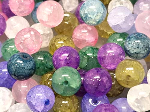 Perlin Pietra preziosa per perle di agata e drago, rotonde, 8 mm, pietra semipreziosa, pietra naturale con foro da infilare, per la creazione di gioielli (mista)