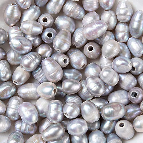 PH PandaHall PandaHall 100pcs Naturale Coltivato Perle D'Acqua Dolce Perle Perle 7 ~ 8mm Forma Ovale Grigio Perle Allentate Perle per Collana Braccialetto Gioielli Artigian