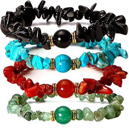 MILAKOO Bracciale da donna con pietre preziose, naturale, 7 chakra, Gemma