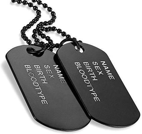 Flongo Collana Piastrine Militari Personalizzate,Collana Nome Esercito Double Dog Tag Targhetta,Incisione Testo Foto,Catena Regolabile,Regalo Unisex Donna Uomo