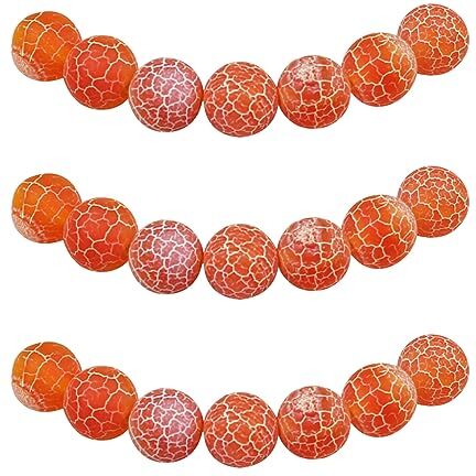 MJDCB 43 pezzi 8mm Agata Arancione Crepa Sciolto Perline in Pietra Semipreziose Naturale per Creazione Braccialetti Collane e Gioielli Pietre Dure per Bigiotteria Fai Da Te Rotonde