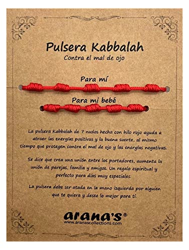 arana's Bracciale 7 nodi con occhio turco donna uomo bambini neonati Per il malocchio Filo rosso protezione energia negativa Amuleto fortunato Coppie familiari amici, Ajustable de 11 cm