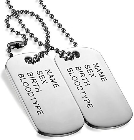 Flongo Collana Piastrine Militari Personalizzate,Collana Nome Esercito Double Dog Tag Targhetta,Incisione Testo Foto,Catena Regolabile,Regalo Unisex Donna Uomo