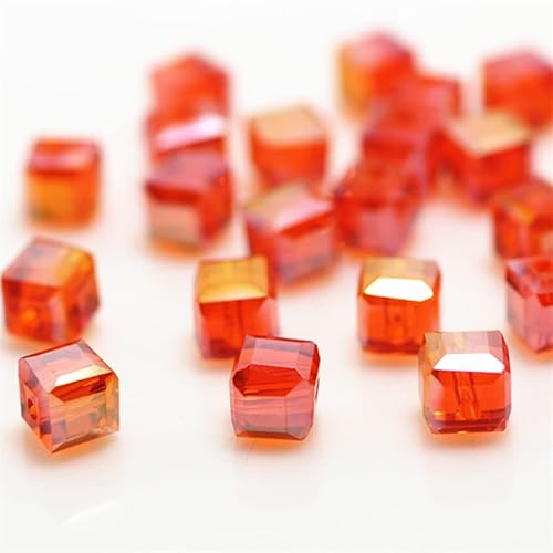 Generic 290 perline cubiche in vetro sfaccettate da 6 mm, per la creazione di gioielli, perline distanziatrici sfaccettate in cristallo, assortimenti per bracciali, collane, perline sfuse fai da te (arancione