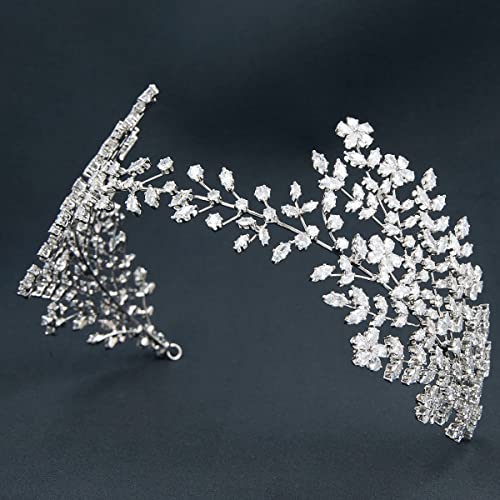 SEPBRIDALS Fascio morbido per capelli da sposa in zirconia cubica fatta a mano, grande cristallo per capelli diadema accessori per gioielli per la sposa