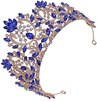 minkissy 1 Pc Corone Nuziali Della Sposa Diademi Di Perle Vintage Da Matrimonio Copricapo Della Sposa Posticci Da Sposa Barocchi Corone Della Regina Di Strass Perla Gioielleria