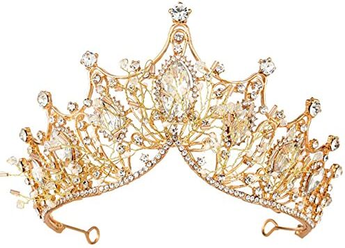 MZSX Corona Tiara, Sposa Principessa Donna Bambina, corona con strass, Bridal Birthday Party, accessori per capelli da donna, Bridal Birthday Party, Dresses Pageants Princess Decorazione. Oro rosa