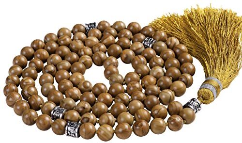 Generic 108 Mala Tibetano Collana per Donne Uomo, Mala Bracciale Buddista, Meditazione Mala, Sandalwood Fossil Yoga Mala