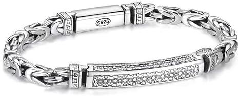 SYT-MD Bracciale Da Uomo In Argento Sterling 925 Bracciale Catena Braccialetto Argento Regalo Per Fidanzato, Festa Del Papà (Color : A, Size : 22cm)