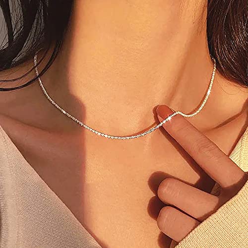 Atentuyi Collana D'argento Girocollo Lucido Dainty Link Catena Sottile Collana Minimalista Girocollo Gioielli Per Le Donne E Le Ragazze