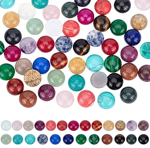 PH PandaHall 50pcs 25 colori cabochon di pietre preziose perline di pietra sintetica naturale 12mm cabochon di cristallo di quarzo per orecchini collana braccialetto gioielli abbellimento