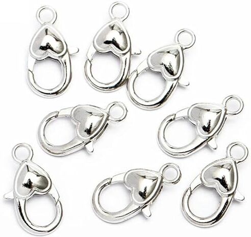 TEWAX 10pcs 2.2x1.2cm Love Heart Lobster Chiusura Ganci Chiusure per Portachiavi Collana Bracciale Catena Gioielli Accessori FAI DA TE