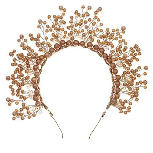 YPOSPDD Accessori vintage di perle di perline Copricapo intrecciato in argento Accessori for capelli e accessori manuali for banchetti da donna, chic for il ballo di fine anno con fascia for capelli (Color :