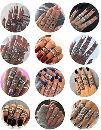 Milacolato 132PCS Boemia Knuckle Ring Set per donna Hollow Silver Fashion Midi Finger Rings Vintage Stackable Knuckle Midi Rings Set