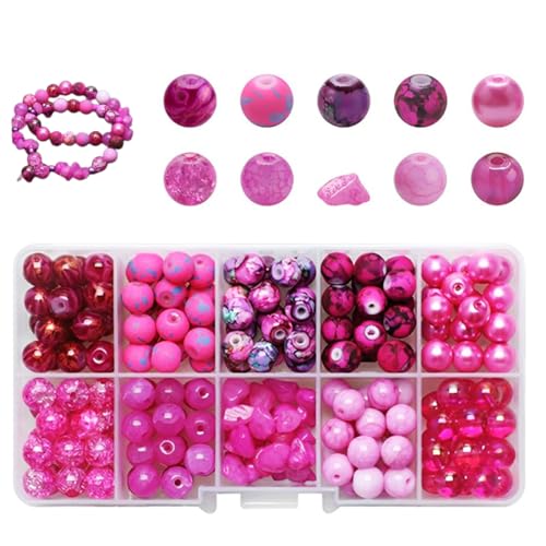 realitulationax 200 pietre naturali di diametro 8 mm, rotonde di perle da infilare, pietre preziose per il fai da te, set di gioielli per bracciali, collane, gioielli per il fai da te, rosa rossa