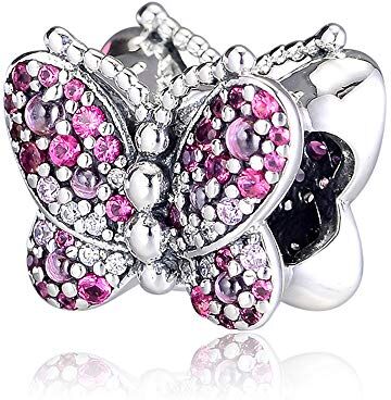 PANDOCCI 2019 Primavera Rosa abbagliante Farfalla Bead 925 Argento Fai da Te Adatto per Originale Pandora bracciali Gioielli Moda Fascino