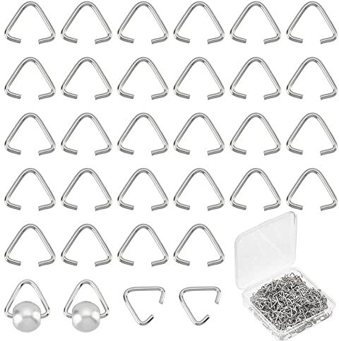 PH PandaHall 400pcs Ferro Triangolo Anelli Aperti Pizzico bails Triangolo Fibbia per Braccialetti collane Orecchini bigiotteria Fai da Te Accessori di Gioielli Platino, 11x13x1.1mm