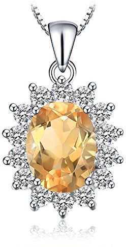 JewelryPalace 1.8ct Collana Donna Kate Middleton Argento 925 con Naturale Citrino Arancione, Princess Diana William Collana Ciondolo Pietra Ovale Catena 45cm, Collane Pendenti Set Gioielli Donna