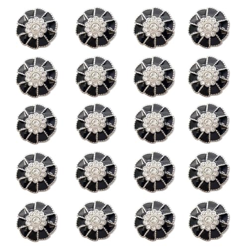 LEBITO 20 pezzi Small Fragrant Wind Metal Diamond Dot Oil Diamond Button Women's Coat Cashmere Coarse Cloth Flower Fleece Coat Versatile (oro bianco, 40 l, 25 mm)