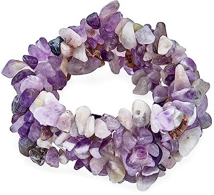 Bling Jewelry Viola Ametista Cristallo Chip Pietra Ampia Chunky Cluster Multi Strand Stretch Dichiarazione Bracciale per Le Donne