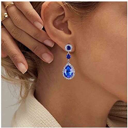 Inateannal Vintage Zaffiro Cristallo Goccia Orecchini Blu A Goccia Orecchini Di Cristallo Blu Zaffiro Orecchini Blu Nuziale Waterdrop Gioielli Per Le Donne E Le Ragazze (argento)