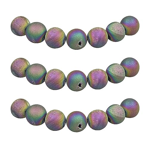 MJDCB 35 pezzi 10mm Agata Geode Arcobaleno Sciolto Perline in Pietra Semipreziose Naturale per Creazione Braccialetti Collane e Gioielli Pietre Dure per Bigiotteria Fai Da Te Rotonde