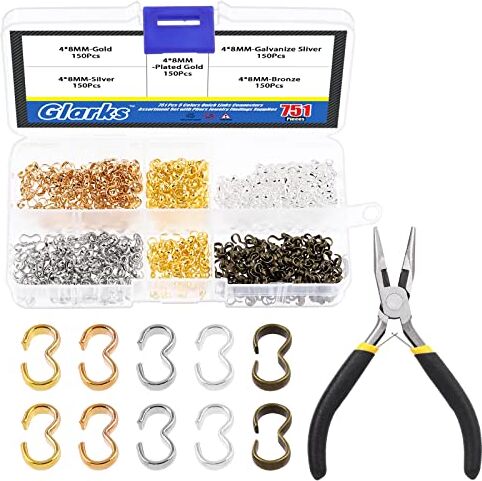 Glarks 751Pcs 5 Colori 4x8mm Connettori Collegamenti Rapidi Fascino Nodo Catena Chiusura Gioielli Collegare Link Risultati per Fai Da Te Braccialetto Collana Gioielli Fare Accessori di Riparazione