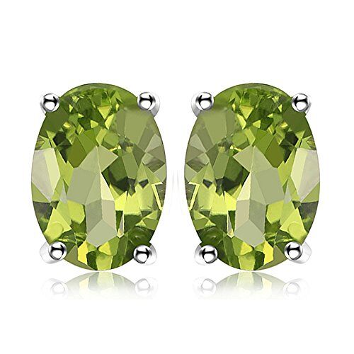 JewelryPalace Ovale 1.8ct Naturale Verde Peridot Birthstone Stud Orecchini Naturale 925 Sterling Argento