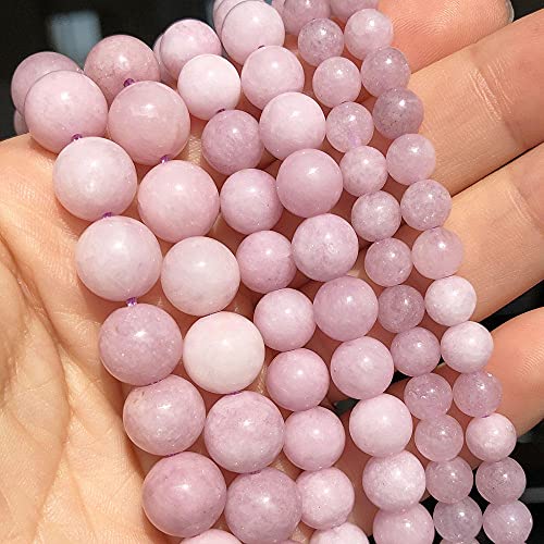 UNDERZY 4 6 8 10 12 mm Perles De Pierre Naturelle Amazonite Apatite Péridot Giada Perles Versare Bricolage Fabbricazione Braccialetto Braccialetto Bijoux-Kunzite viola_8mm (circa 46 pz)