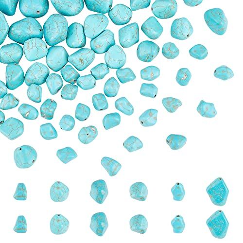 arricraft 3 Fili 3 Dimensioni Perline Turchesi, Nuggets Center Drilled Gemstone Beads Undyed Irregular Turquoise Pendenti Charms in Pietra Sintetica per Collana, Creazione