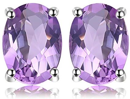 JewelryPalace Ovale 1.4ct Naturale Viola Ametista Birthstone Stud Orecchini Pure 925 Sterling Argento