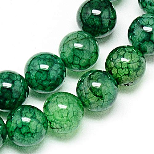 Perlin Perle con motivo vene di drago, pietre preziose, 10/8/6 mm, verde, per gioielli, e da infilare, 6 mm, 18 pezzi