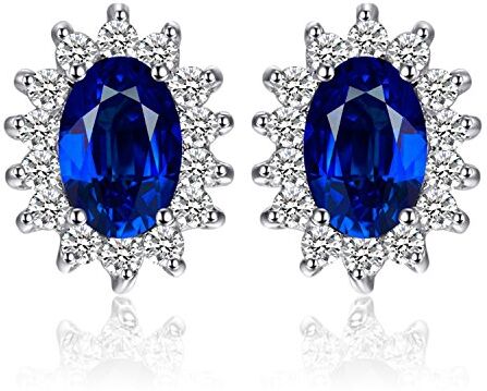 JewelryPalace Principessa Diana William Kate Middleton's 1.5ct Sintetico Blu Zaffiro Stud Orecchini 925 Sterling Argento