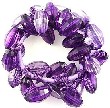 Creative Elastico per capelli o bracciale con perle ovali trasparenti viola