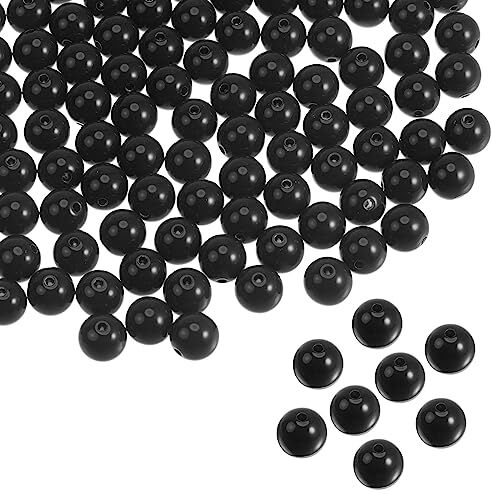 QUARKZMAN 900pz Acrilico Rotondo Perle 10mm Allentato Bolla Artigianato Perle Assortito Caramella Colore per Fai-da-Te Braccialetto Orecchino Collana gioielle Creazione, Nero