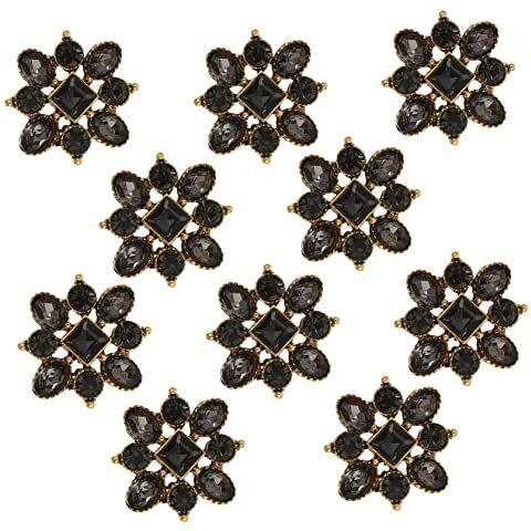 Adorainbow 30 Pcs Collana Gioielli Decori Cravatta Vintage Fiore Strass Faux Shoes Fascino Flatback Sacchetto Dell'Arco Per Cucire Corpetto Nero Per Spilla Pin Carfts Adesivi Strass