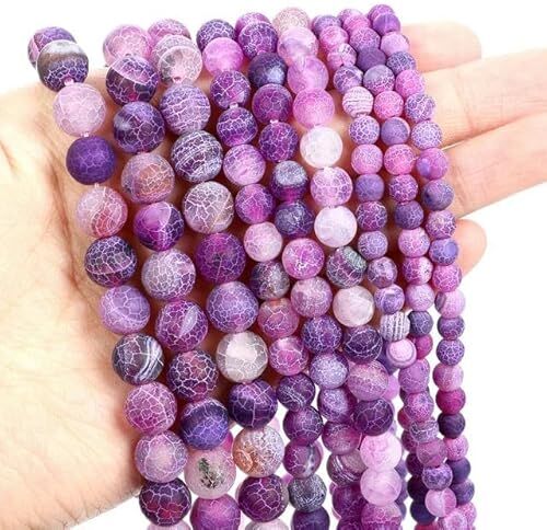 VIOLK Perline di pietra naturale Occhio di tigre Turchesi Tormalina Quarzo rosa Perline di agata per creazione di gioielli Bracciale fai da te 4 6 8 10mm-Agata viola-6mm circa 60 pezzi