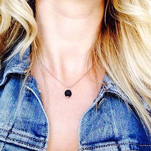 TseenYi Collana girocollo in argento con perle di lava lavica, collana con ciondolo corto, gioielli per donne e ragazze