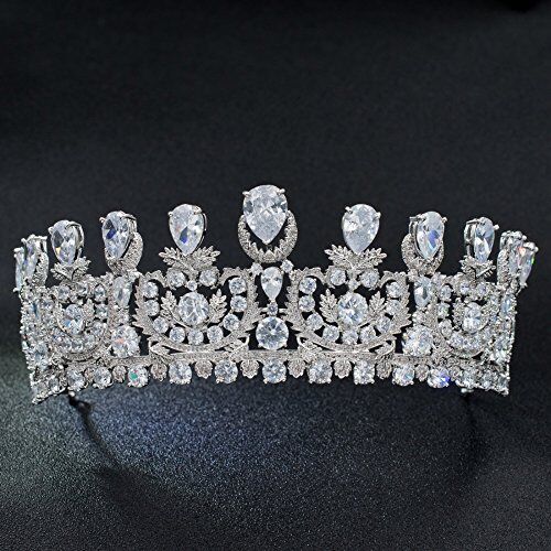 SEPBRIDALS Cristalli Cubic Zirconia CZ sposa grande corona Tiara gioielli accessori HG1162