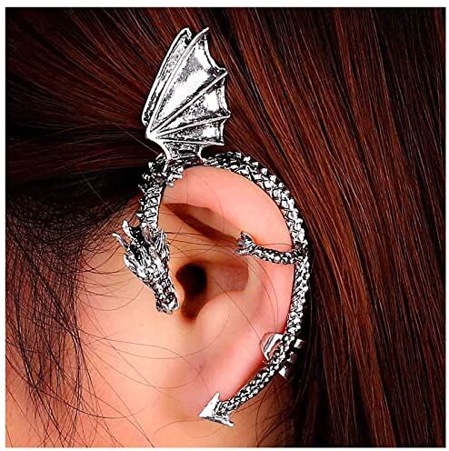 Inilbran Punk Drago Orecchio Orecchini Vintage Drago Orecchio Scalatore Orecchini Senza Piercing Orecchini D'argento Drago Clip Wrap Orecchini Gioielli Per Donne E Ragazze