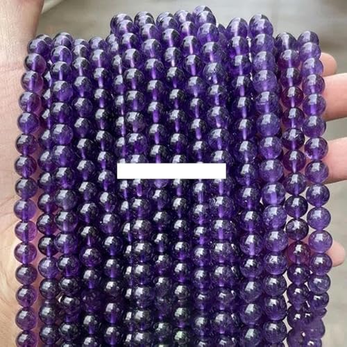 VIOLK Perline di pietra naturale Viola Quarzo fantasma Rotondo Distanziatore sciolto Ametista Cristallo per creazione di gioielli Bracciale fai da te Collana Accessorio-5A Ametista naturale-6 mm circa 60