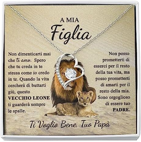 Luna Jewel Collana oro, argento, idea regalo figlia, ragazza, con cofanetto led e messaggio, ciondolo donna, gioielli, per lei, idee compleanno, a mia figlia, dedica (Argento-Classico)