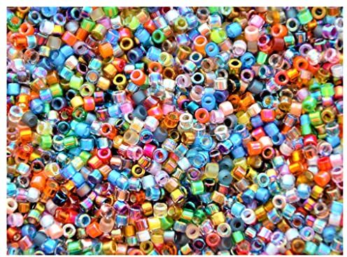 Generic Miyuki Delica Beads, 15/0, 5g, Perline di Semi di Vetro Pressate Giapponesi, Perle Cilindriche con un Diametro di 1.3mm, Foro Rotondo, Mix (Multicolored)