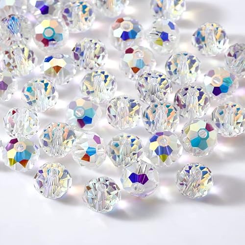 DAHI Perline di vetro di cristallo sfaccettato, 2 fili, perline rondelle per charm, gioielli, bracciali, collane (8 mm/ab)