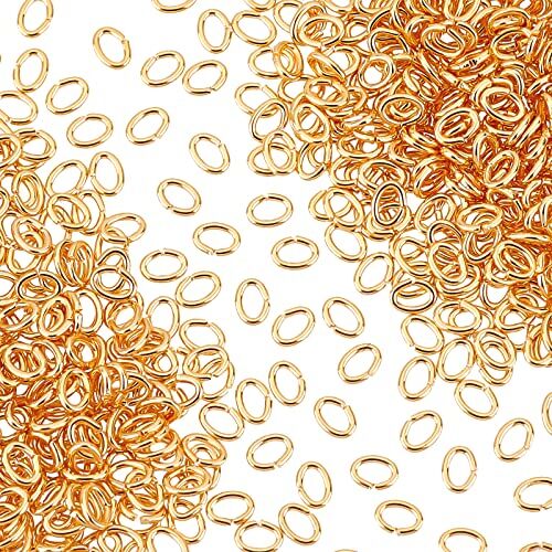 PH PandaHall 500pcs Anelli di Salto Ovali Connettori Ad Anello Aperto Placcati In Oro 18K 3x4mm Anelli di Salto Aperti In Ottone 21 Calibro Gioielli Anelli di Salto per Orecchini Collana Bracciale